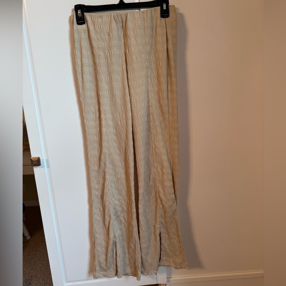 Rewash Women’s Tan Flare Pants with Ankle Slit
